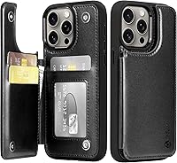 Vista 35 de Arae Funda para iPhone 13 Pro Max - Funda tipo cartera con bolsillos de cuero PU para tarjetas y tapa trasera abatible para iPhone 13 Pro Max 6.7