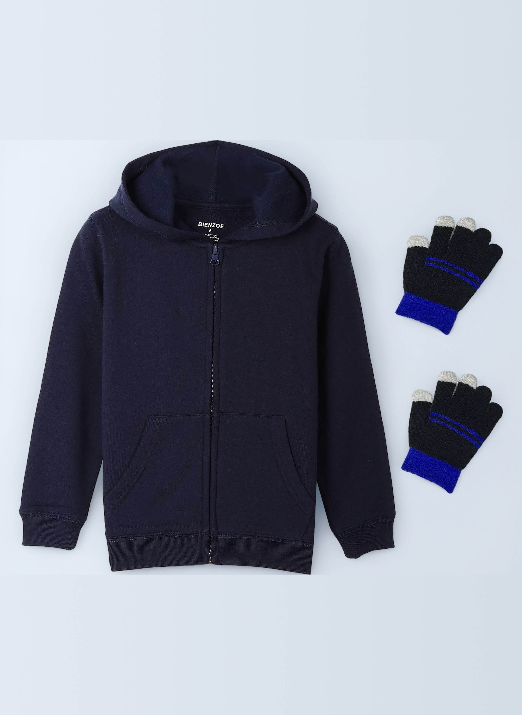 Bienzoe Boys Zip Up Hoodie: Kids Soft Anti-Pilling Fleece School Uniform Sweatshirt