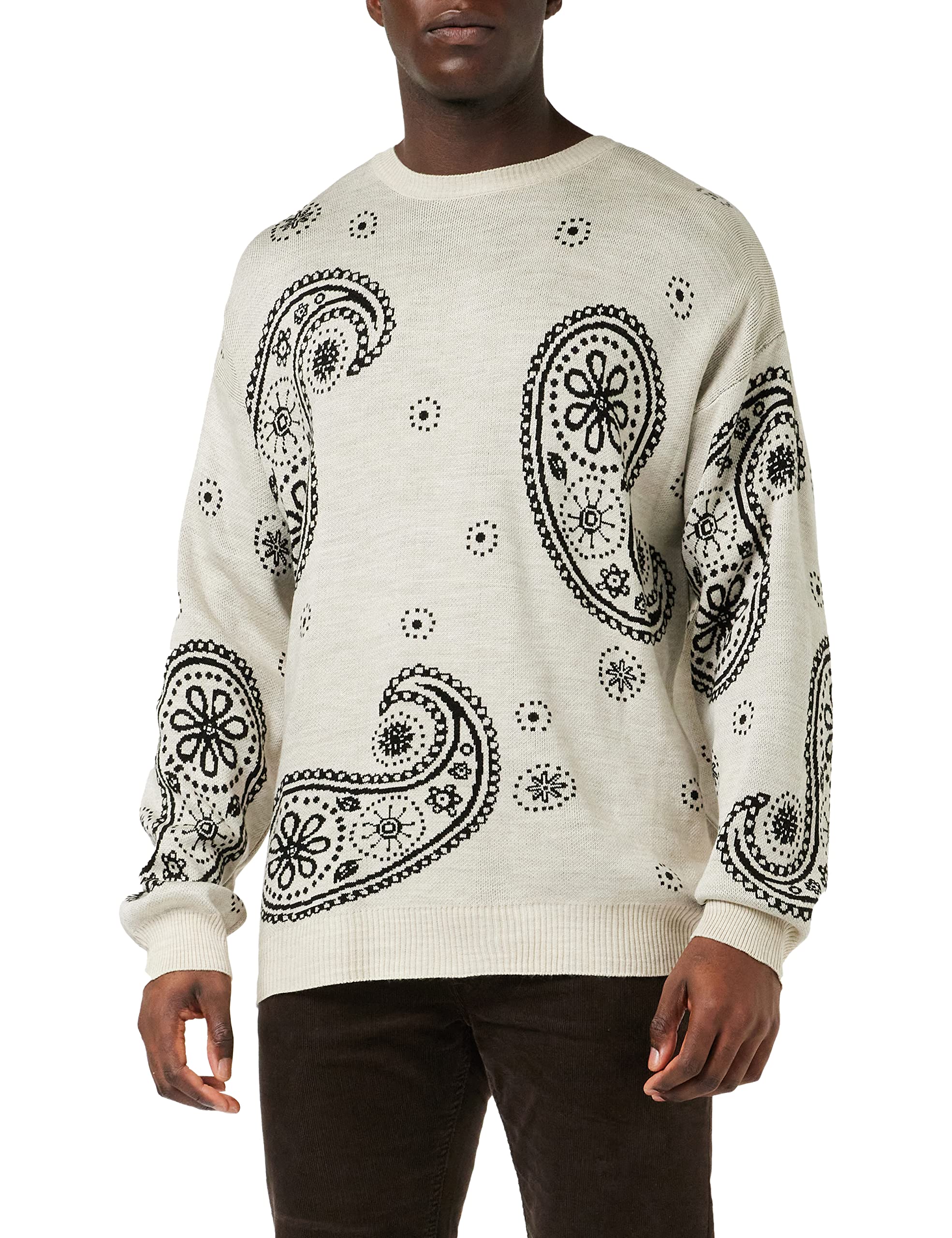 Trendyol Herren Beige Pullover Mit Rundhalsausschnitt, Einfarbig, Oversize Sweatshirt, S Eu