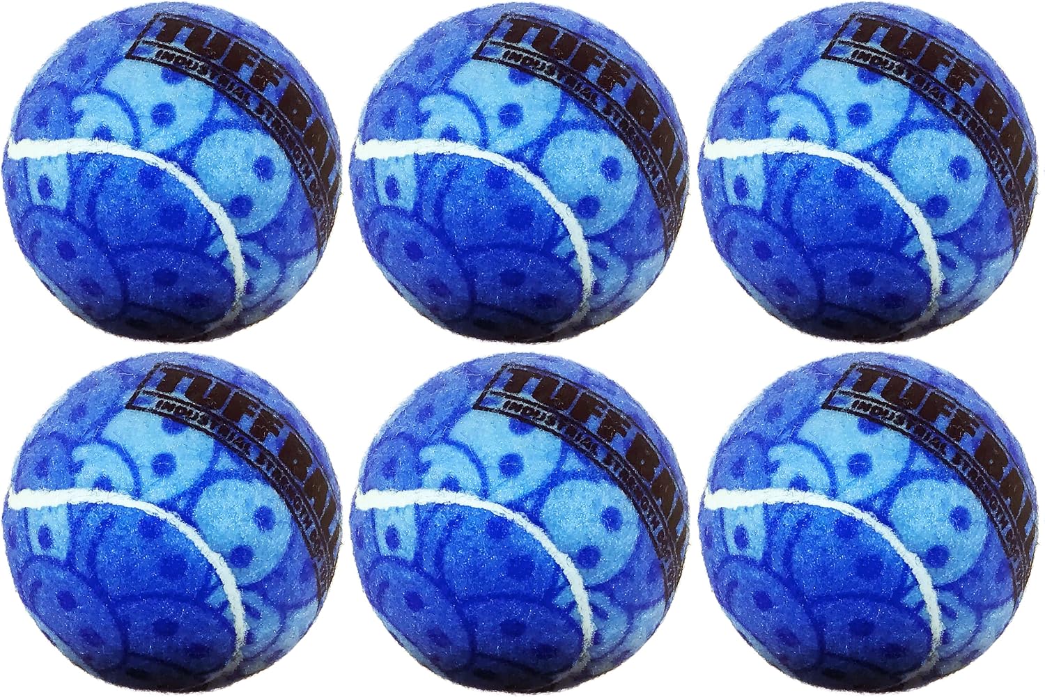PetSport Blue Tuff Ball Dog Toys | 6 Pack Medium (2.5") Pet Safe Felt, Non-Toxic & Extra-Thick Rubber Balls for Durability & Bounce |…