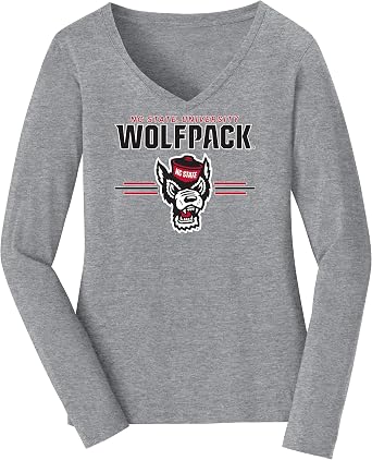 CornBorn NC State Wolfpack Womens Long Sleeve V-Neck Shirts - Choose Your Design
