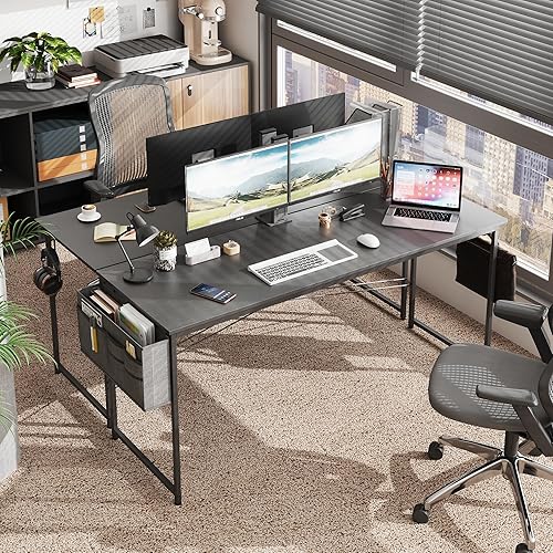 Miniatura 5 de COTUBLR Escritorio para computadora de 47 pulgadas, escritorio de oficina en casa, escritorio simple y moderno para dormitorio, escritorio de