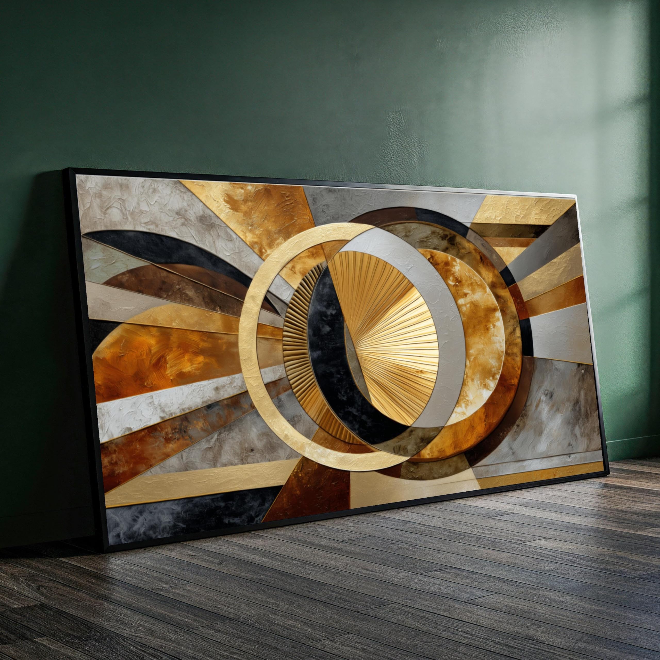 Tableau sur toile cercles géométriques abstraits grand format - 8