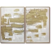 Wynwood Studio Pure Love Gerahmte Wandkunst mit handgemalten Akzenten neutrales Wei gold 61 x 914 cm 2 St ck