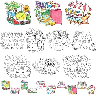 Dvbonike 30 Packs Summer End of The School Year Coloring Craft Kit with Magnet - Color Your Own Beach Magnets Card Set DIY Fridge Refrigerator Decor Home Party Gift Classroom Art Activity Supplies
