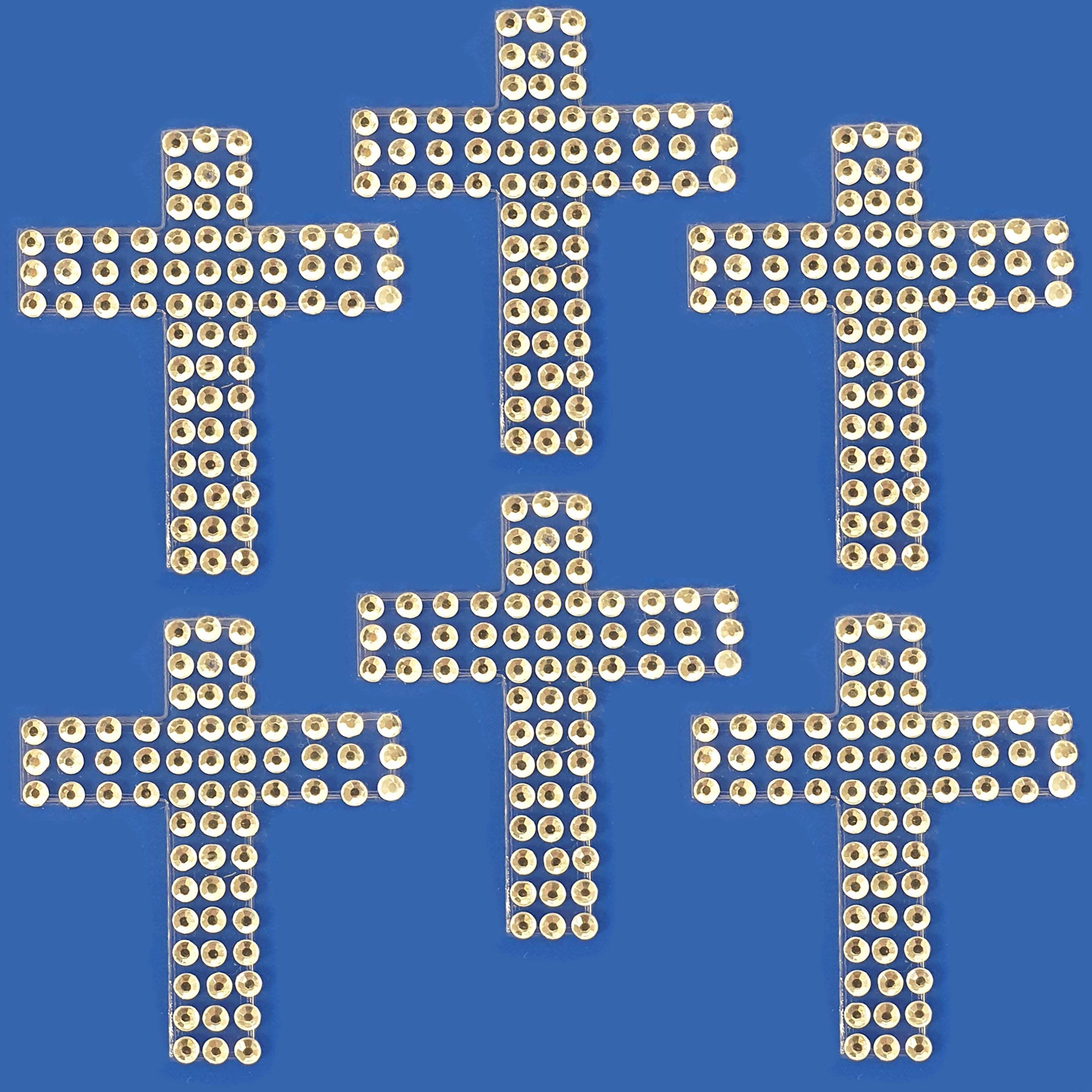 Pebble Eleven White Clear Diamante Cross Stickers X 6 Christian 3D Stick On Craft Card Making Bling