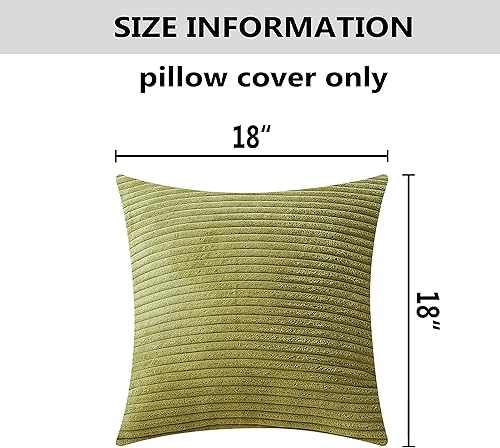 Miniatura 5 de Home Brilliant - Juego de 2 fundas de almohada decorativas de 18 x 18 pulgadas  45.72 x 45.72 cm., de terciopelo suave, a rayas, cuadrada, funda de