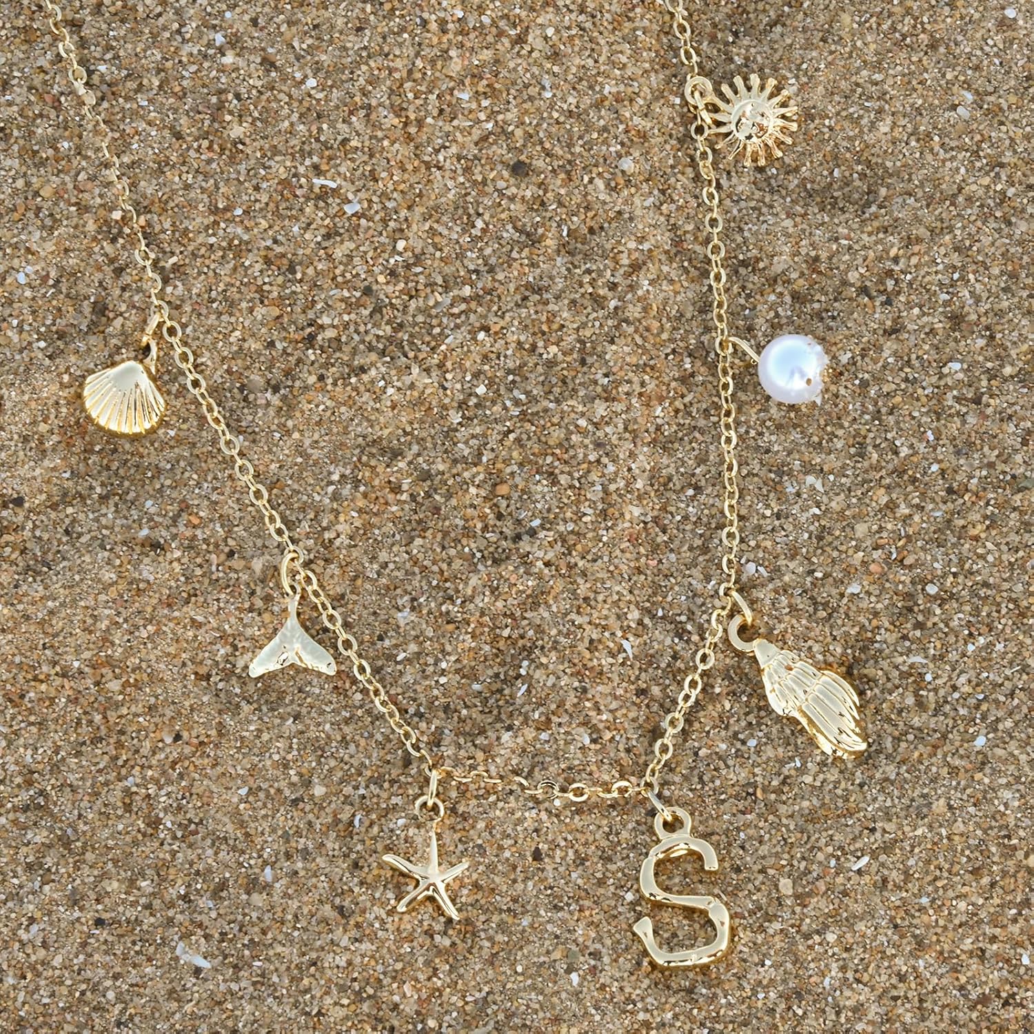 Charm Necklace for Women Shell Starfish necklace 18K Gold Plated Womens Charm Necklace Ocean Jewelry Name Necklace Personalized Initial Necklaces for Women Trendy Jewelry - Image 3