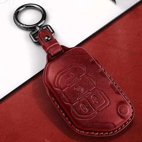 Miniatura 8 de Tukellen Funda de cuero para llavero Jeep Wrangler Gladiator Sahara Rubicon con 4 botones (negro)