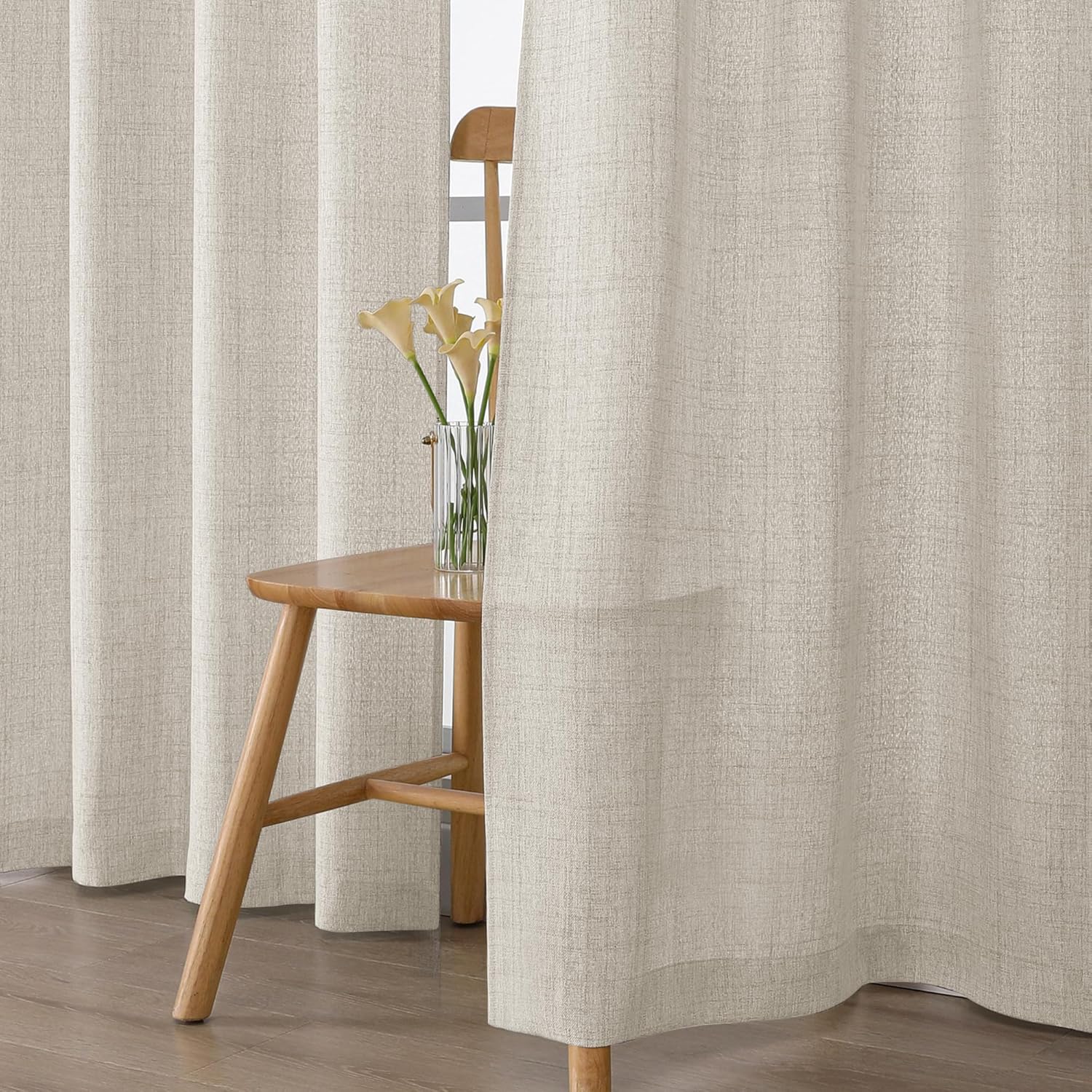 Chyhomenyc Extra Long Natural Curtains 120 Inch Length 2 Panels, Light Filtering Faux Linen Slub Textured Soft Living Room Curtains, Elegant Neutral Window Curtain for Bedroom, Each 50Wx120L, 10FT Natural 50"W x 120"L (Pack of 2)