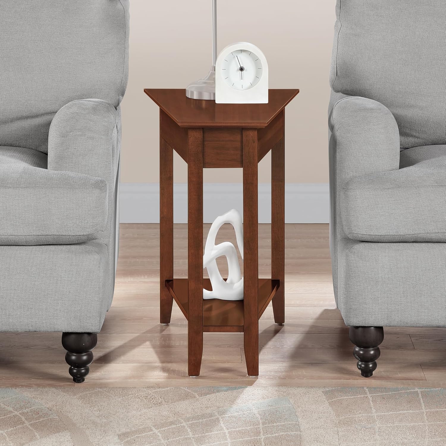 Convenience Concepts American Heritage Wedge End Table 24" - Classic Living Room Table with Storage Shelf, Side Table for Family Room, Bedside Table, Espresso