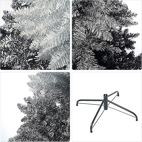 Miniatura 9 de Árbol de Navidad artificial, árbol de pino de Navidad clásico con soporte de metal sólido, sin luz, rosa, 9 pies