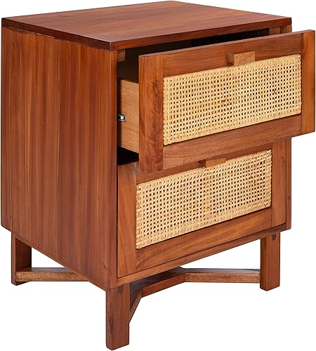 Miniatura 6 de Safavieh Home Collection Hedwig - Mesita de noche de ratán natural de 2 puertas
