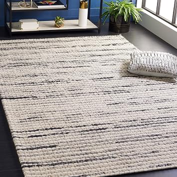 SAFAVIEH Marbella Collection Area Rug - 5 x 8, Black & Ivory, Handmade Wool, Ideal for High Traffic Areas in Living Room, Bedroom MRB205Z