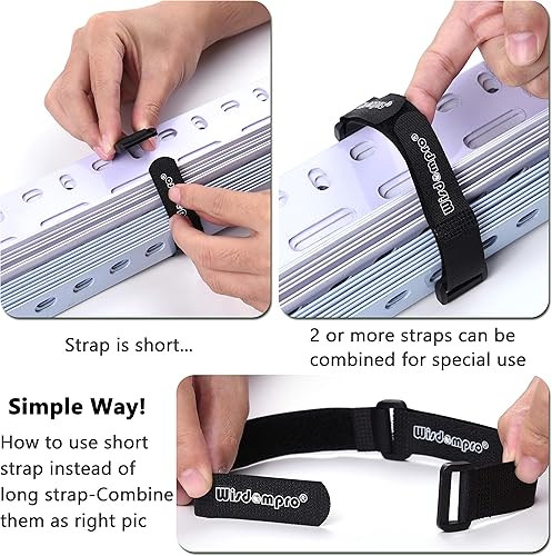 Miniatura 4 de Wisdompro - Paquete de 20 correas de sujeción reutilizables con velcro (8, 12, 18, 24 pulgadas), lazos funcionales reutilizables y duraderos para
