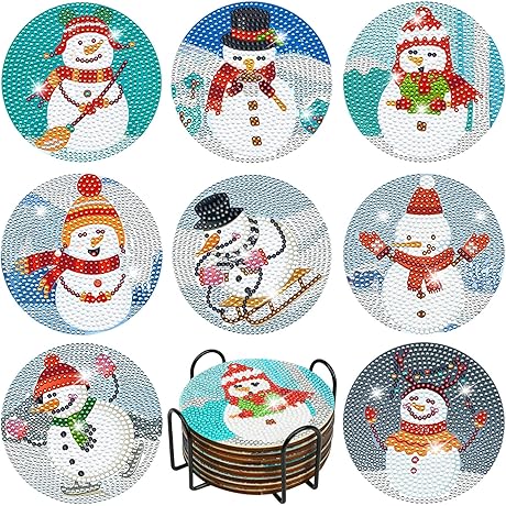 DIY Christmas Snowman Scratch Art Snowflakes Ornaments Kit Christmas Winter Craft Supplies...