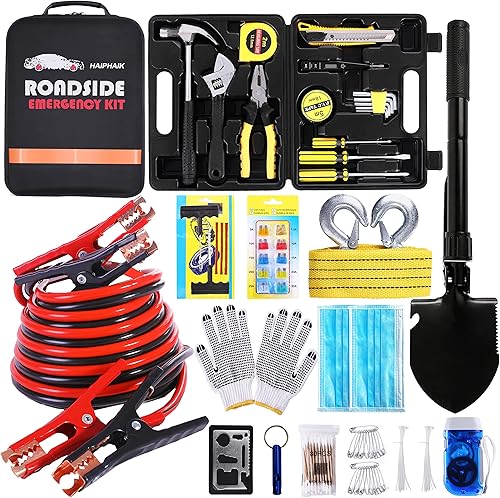 HAIPHAIK Kit de emergencia para carretera de automóvil Kits de asistencia lateral de seguridad para vehículos de automóvil juego de cables de