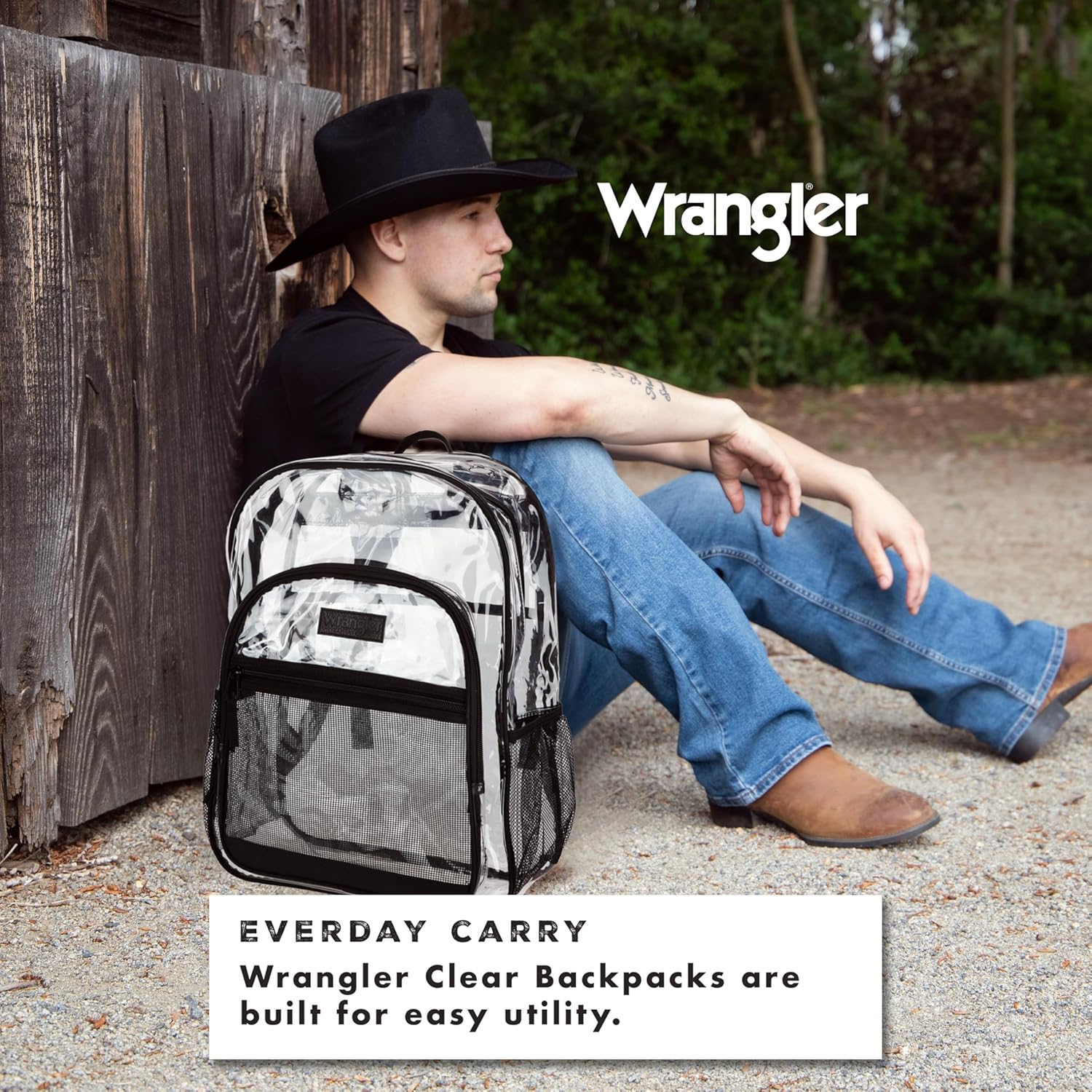 Wrangler Clear Backpack for Girls- Water Resistant Clear Bookbag, Plastic See Through Backpack for Stadium Events and School - Image 4