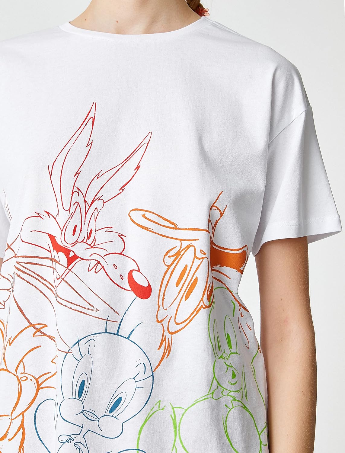 T-shirt Rosa In Cotone Stretch A Maniche Corte Con Scollo Rotondo E Maxi Logo Triangolo Con Fiori