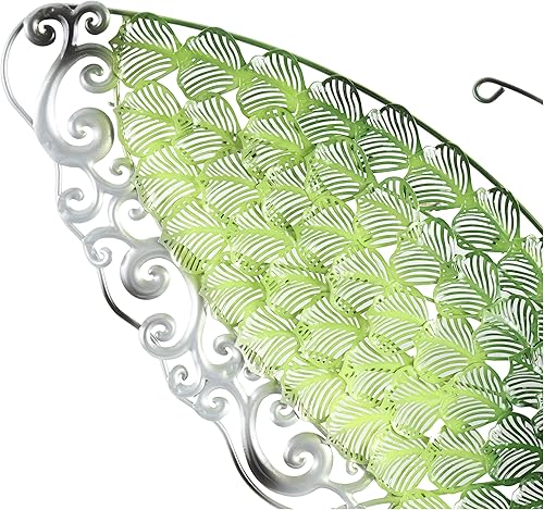 Miniatura 2 de Deco 79 Escultura de pared de mariposa de metal para decoración de pared para interiores y exteriores, arte de pared de 21 x 2 x 16 pulgadas, verde