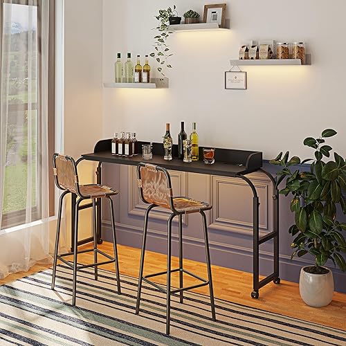 Miniatura 8 de HWB Escritorio sobre la cama con luces LED con sensor automático, mesa de cama con ruedas, altura ajustable con estación de carga, mesa al lado,