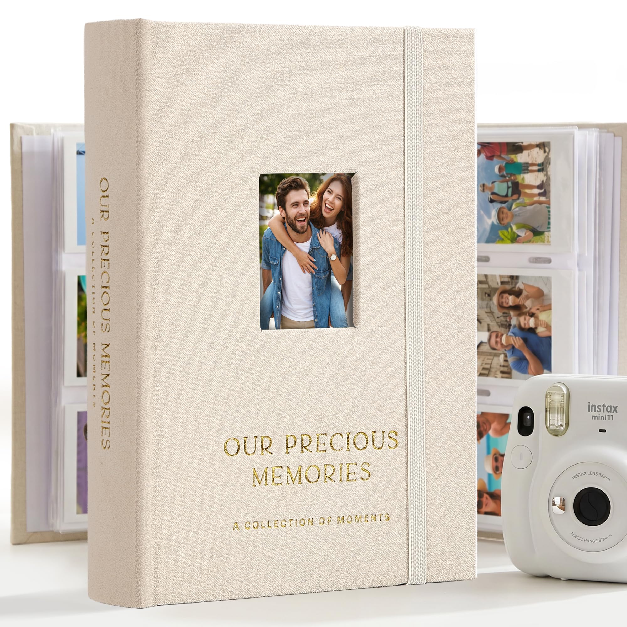 ZICOTO Beautiful Polaroid Photo Album for Instax Mini and Polaroid Pictures – Ideal Wedding Guest Book and Keepsake with Secure Elastic Band, Velvet Cover, 60 Pages – Preserves Precious Memories