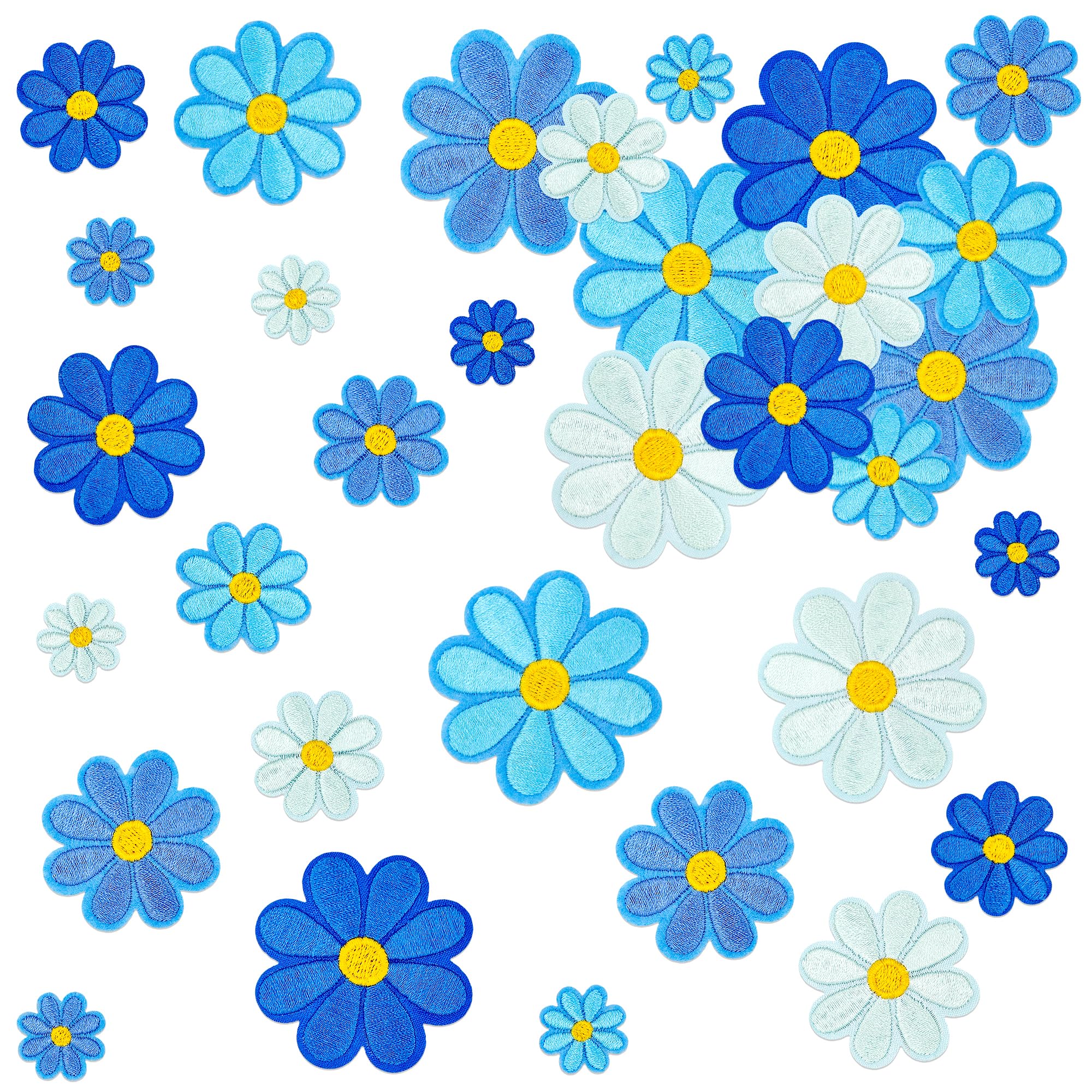 Amazon.com: 32Pcs 4 Sizes Daisy Flower Iron on Patches, Cute Blue
