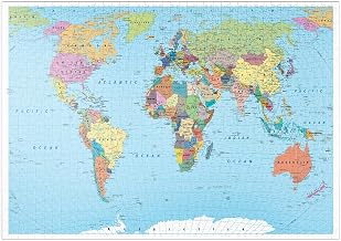 MyPuzzle Coloured World Map - Borders, Countries, Roads and Cities - Premium 1000 Piece Puzzle - MyPuzzle Special Collection by Puzzle Galaxy