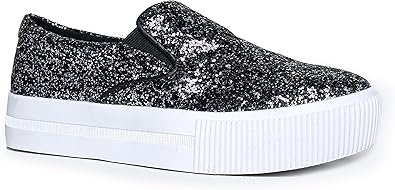 Black glitter slip on sneakers Clearance