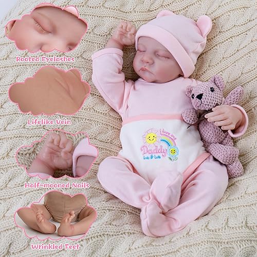 Miniatura 2 de Milidool Muñecas de bebé recién nacidas realistas que se ven realistas de cuerpo suave, muñecas de bebé recién nacidas, muñeca de niña de 18