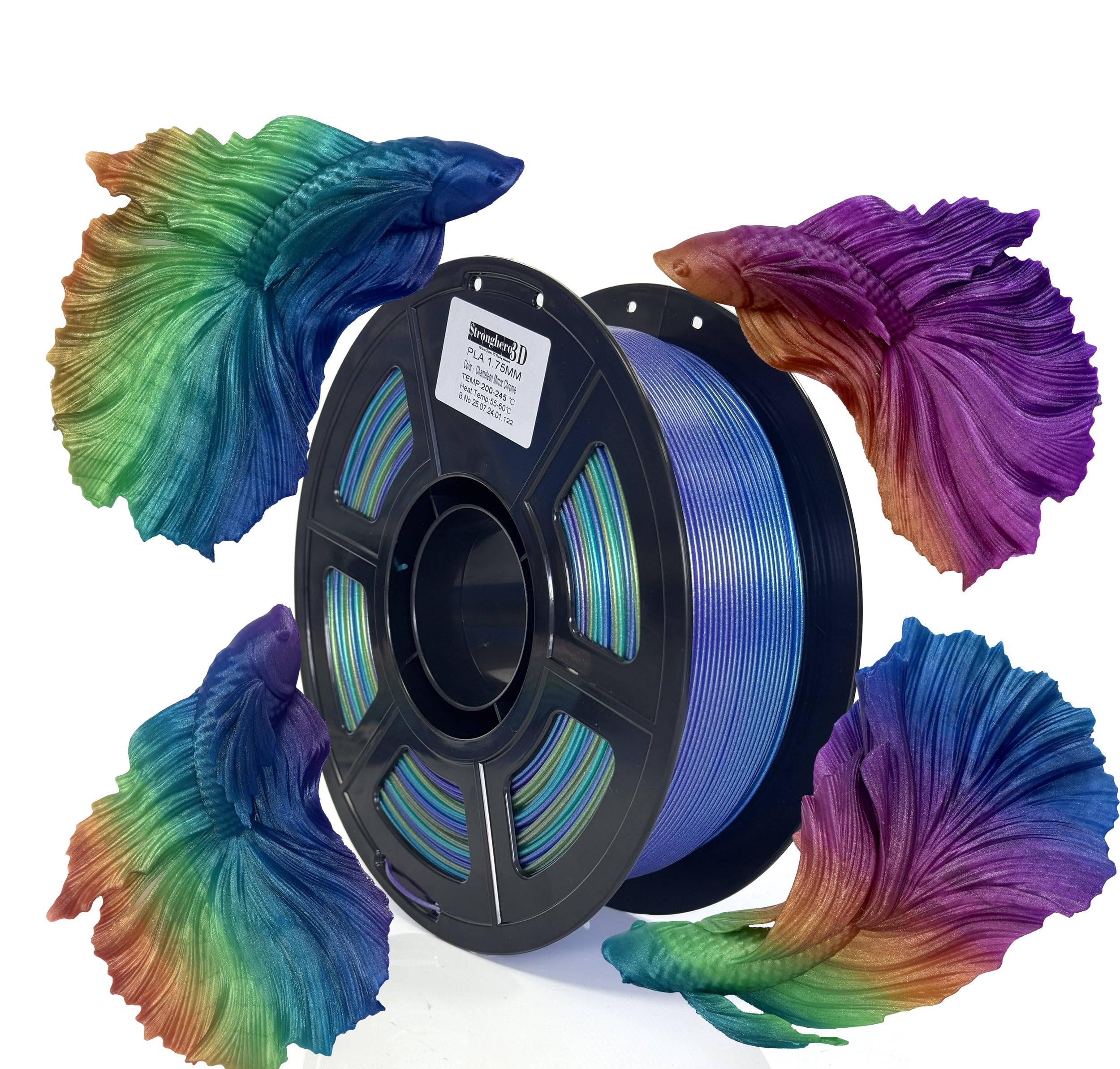 Stronghero3D PLA 3D Printer Filament Mirror Chrome Wizard Voodoo PLA 1.75mm 1kg for Ender3 Cr10 Anycubic (Chameleon Mirror Chrome)