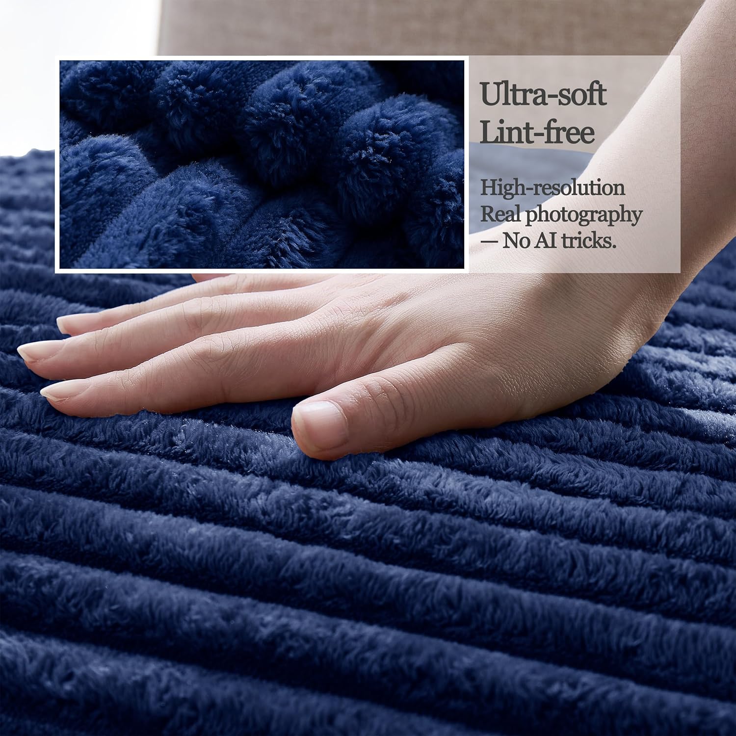 Dual Non-Slip Couch Cover for Dogs Waterproof, Fuzzy Soft Pet Couch Covers for Sofa 3 Cushion, Pet Friendly Soft Dog Bed Covers Sofa Cover Washable (Navy Blue, 33" x 75" 1 Pack)