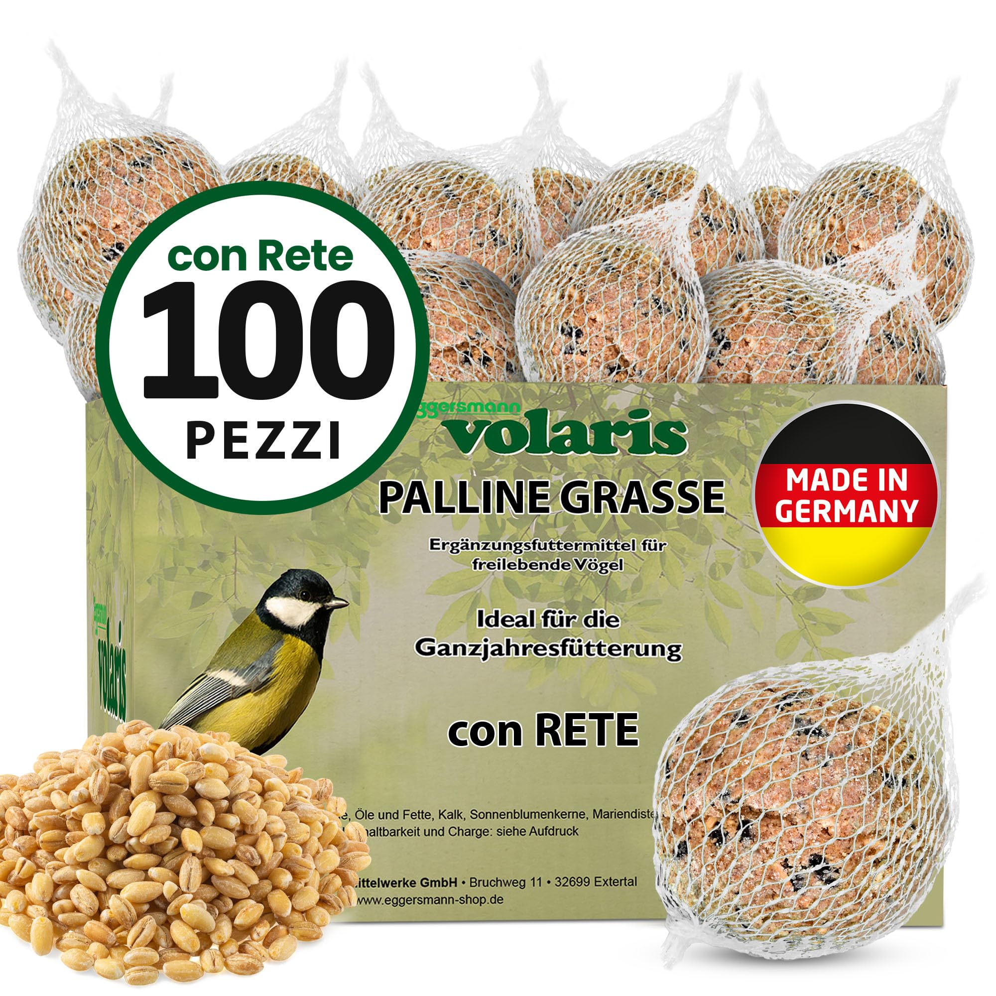 Eggersmann Volaris Palla di Grasso per Uccelli 9 kg 100 Pz