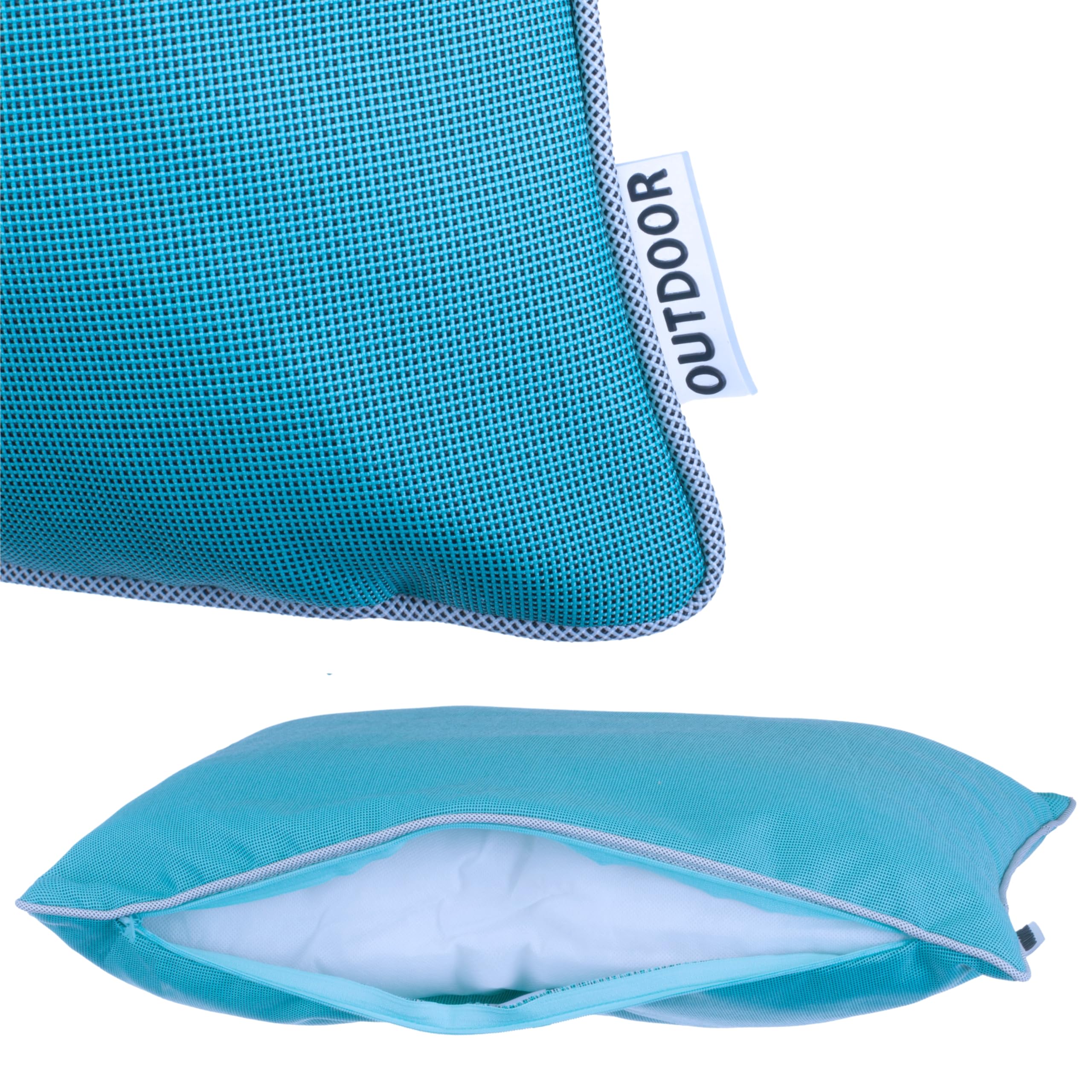 Brandsseller Set de 2 Cojines de Exterior 45x45 cm – Cojines Decorativos Impermeables con Ribete – Resistentes a la Intemperie para Jardín, Sofá, Balcón y Terraza – Azul Agua