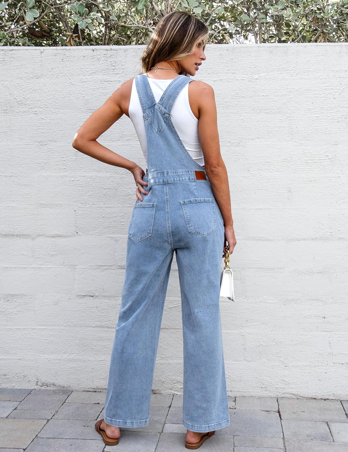 luvamia Jean Overalls for Women Straight Wide Leg Baggy Stretchy Denim Bib Adjustable Strap Casual Jumpsuit Loose Fit - Image 3