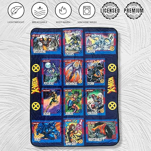Miniatura 6 de Marvel X-Men Trading Cards Super Heroes by Jim Lee - Manta de forro polar de franela súper suave y ligera, 45 x 60 pulgadas