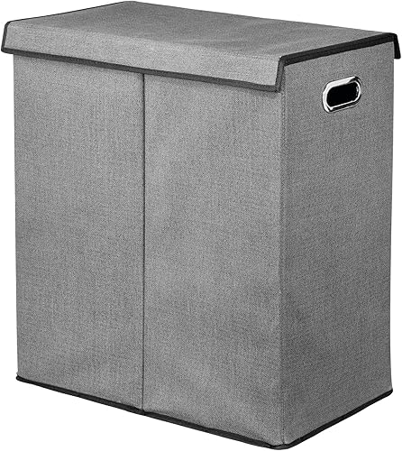 Miniatura 8 de mDesign Cesta de lavandería dividida extragrande con tapa extraíble, asas integradas, portátil y plegable para almacenamiento compacto, impresión