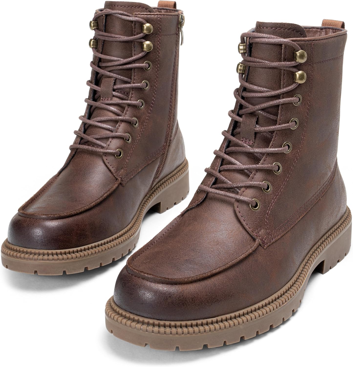 Jousen Mens Boots Casual Mens Motorcycle Boots Lace-Up Zipper Combat Boots for Men Dress Chukka Boots Mens