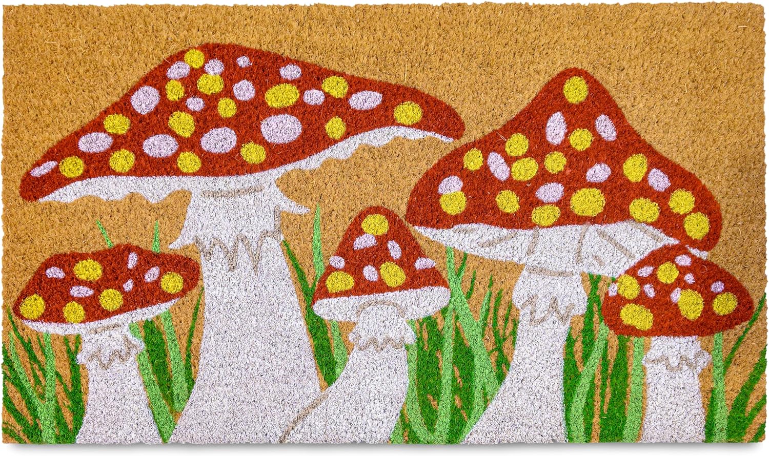 MAINEVENT Mushroom Doormat 30x17 Inch, Mushroom Door Mat for Covered Outdoor Area, Spring Welcome Mat, Summer Outdoor Rug, Hippie Door Mat