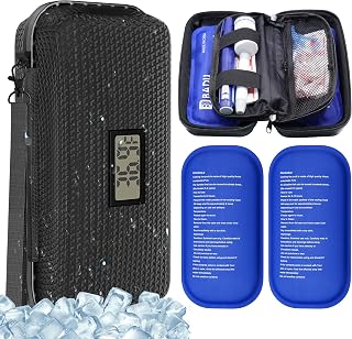 Insulin Cooler Travel Case TSA Approved, Diabetic Care Supplies Medication Cooler for Travel with Thermometer Temperature and 2 Ice Pack