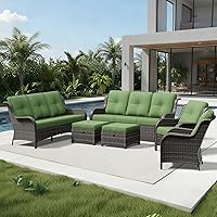 Vista 49 de Joyside Silla mecedora giratoria para exteriores para patio, mecedora de mimbre para exteriores con cojines de tela de olefina adecuada para porche