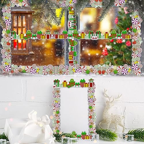 Miniatura 5 de Zonon 60 piezas de tablón de anuncios de Navidad, decoración Xams de menta, bastón de caramelo, bordes rectos, caja de Navidad, decoración de aula
