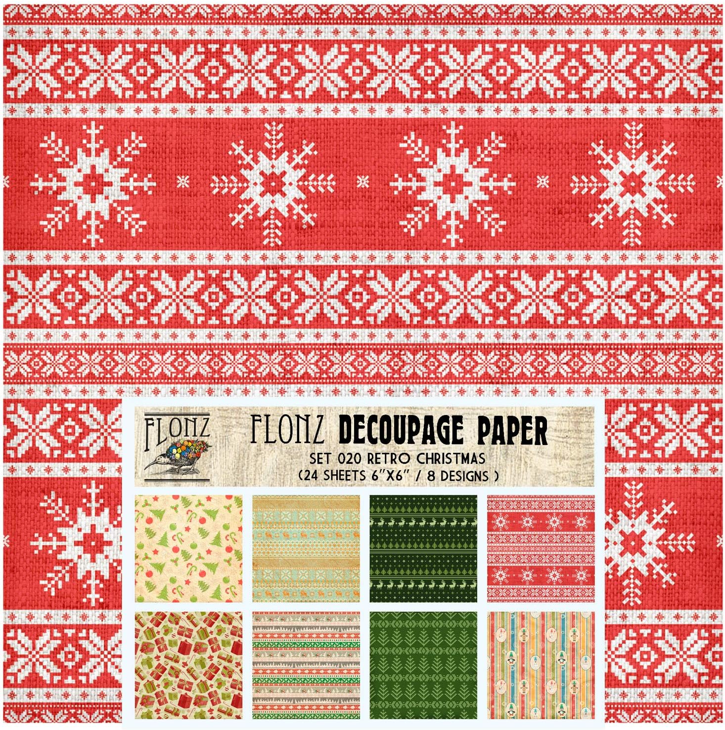 24-Sheet Vintage Rose Decoupage Paper Pack - 6"x6" Glossy Craft