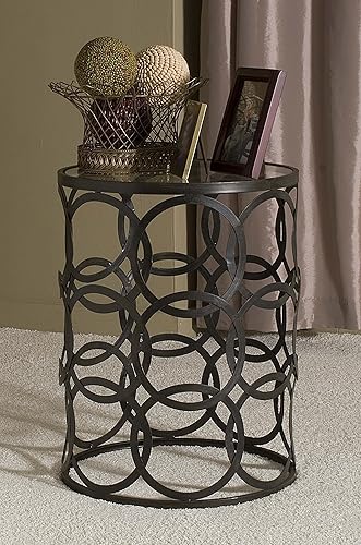 Miniatura 5 de FirsTime & Co. Círculos entrelazados mesa de acento lateral, 55.88cmde alto x 42.75cmde ancho x 42.92cmD, bronce aceitado frotado