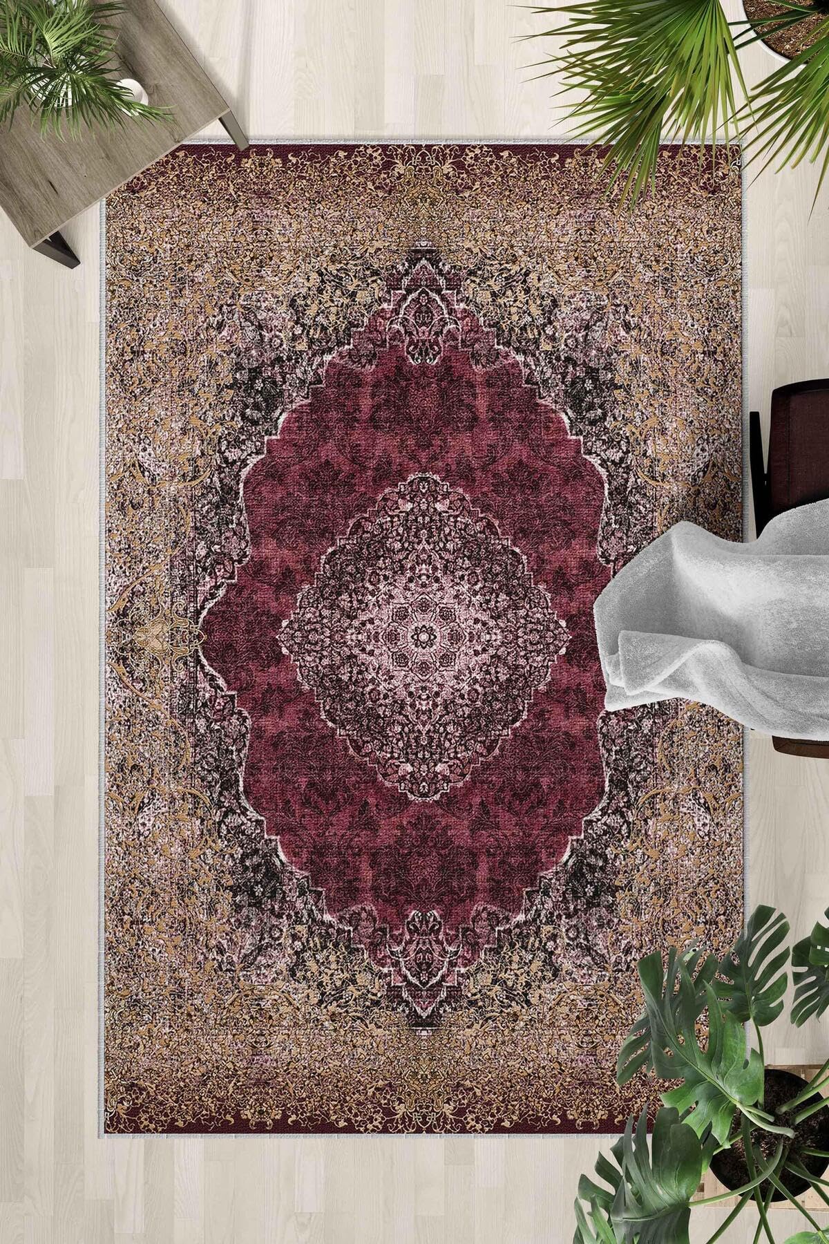 Monnhein Çok Renkli Halı 0098 - Yıkanabilir, Kaymaz Taban, Dijital Baskılı, Leke Tutmaz, İnce Hav, Modern Salon, Oturma Odası, Yatak Odası ve Mutfak için Dekoratif Halı