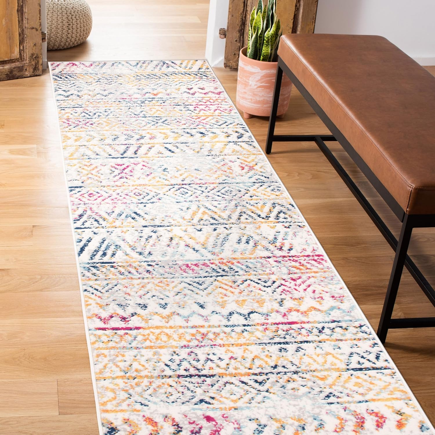Rugshop Geometric Boho Perfect for high Traffic Areas of Your Living Room,Bedroom,Home Office,Kitchen Runner Rug 2' x 7' Multi