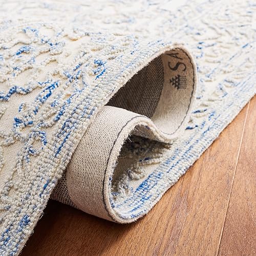 Miniatura 6 de MARTHA STEWART x Safavieh MSR3532M - Alfombra de lana contemporánea, hecha a mano, 8 x 10 pies, color marfil/azul