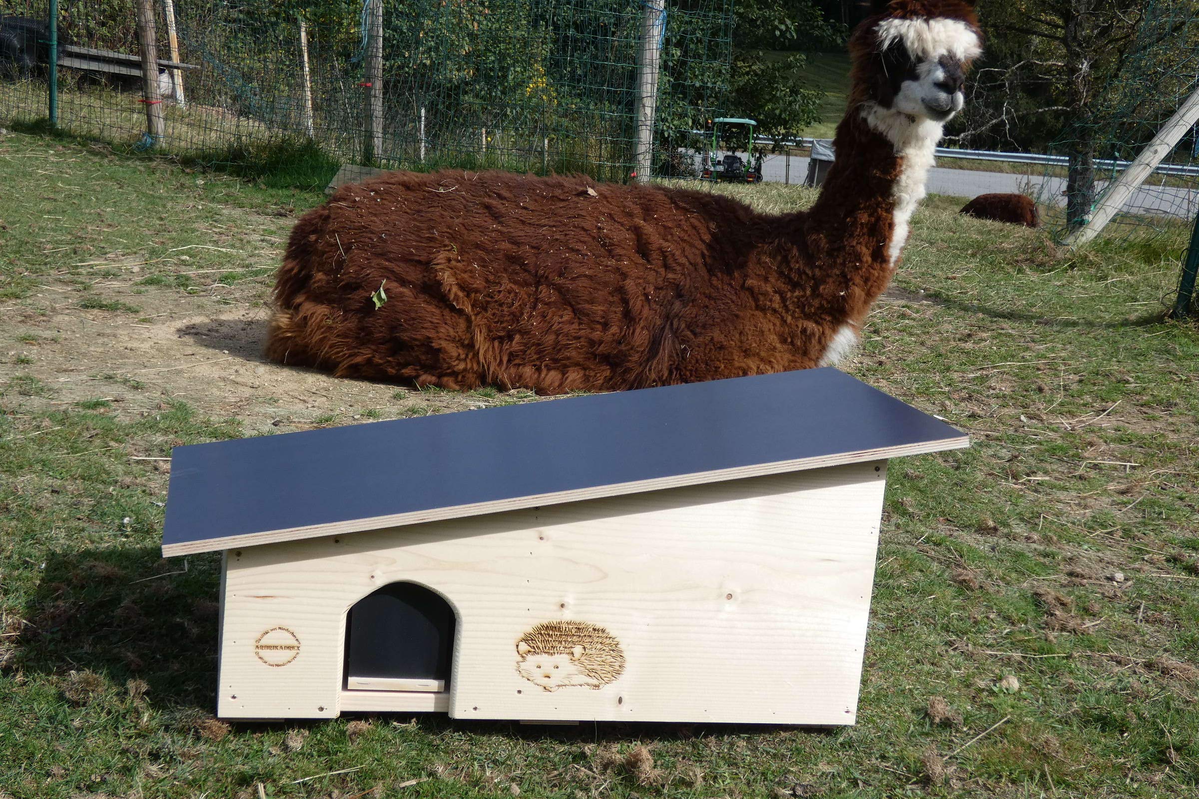 Kein Bausatz: Luxus XXXL Igelhaus 80cm x 40cm x 32cm Igelhotel 18mm Vollholz Witterungsbeständig Winterfest IMPRÄGNIERT Labyrintheingang easytouch-Rattenklappe und Boden, Herstellung in Niederbayern