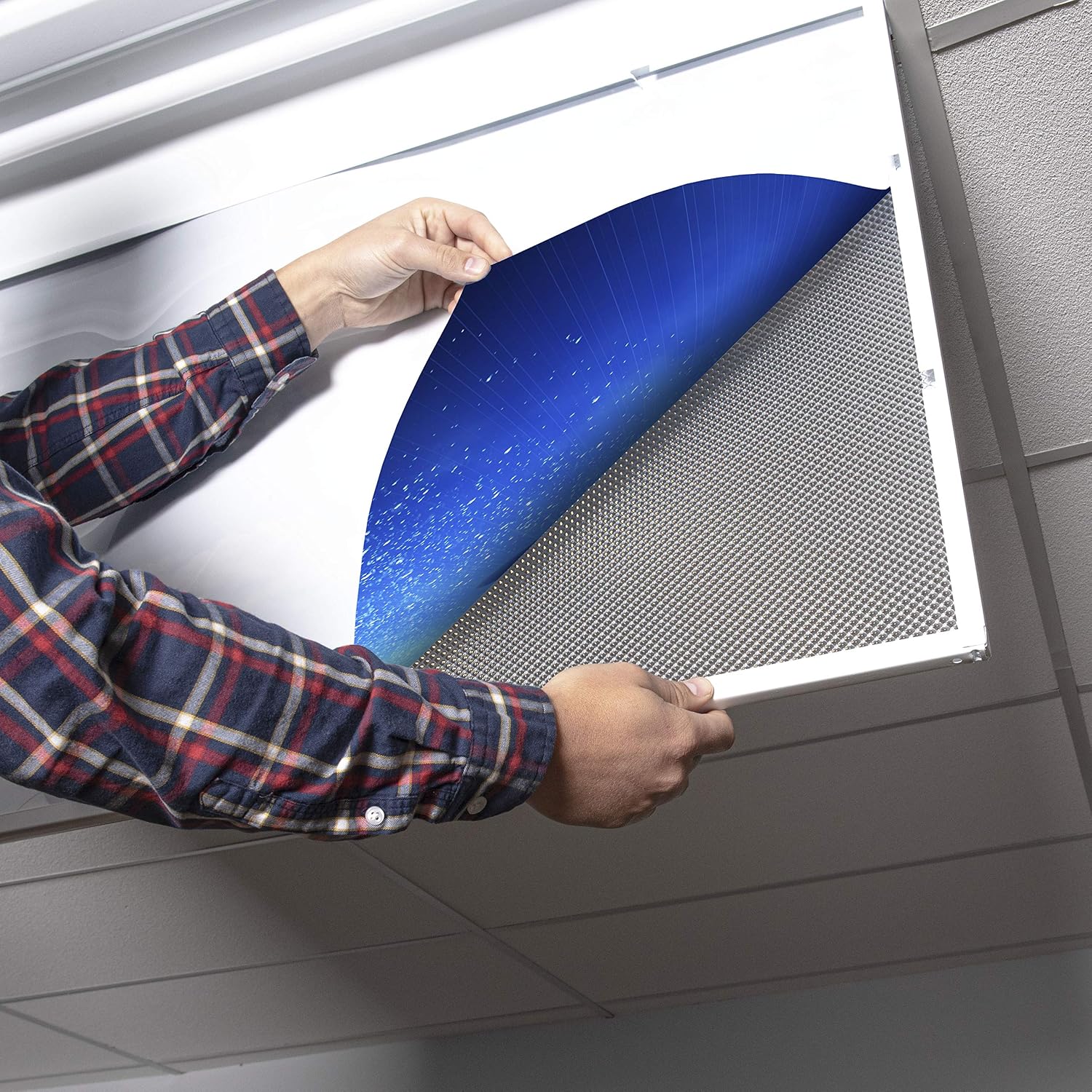 Fluorescent Light Cover for Classroom Ceiling Lights - Premium Backlit Film Insert 2x4 (22.38"x46.5") Florescent Fixture (Pack of 1) School, Office, Sensory, Improve Focus, Eliminate Headaches - Shark
