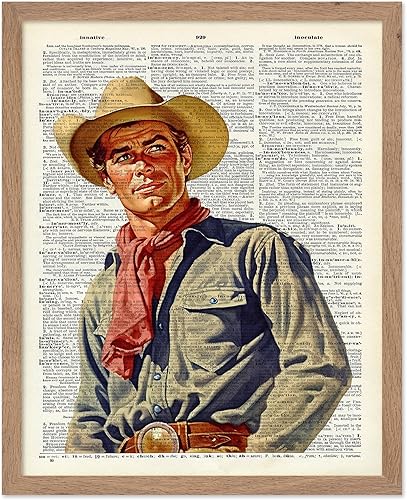 Miniatura 65 de Poster Master Póster artístico de diccionario, estampado retro de vaquero y caballo, arte del salvaje oeste, arte occidental, arte moderno, regalo